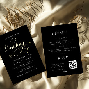 Invitation En Aluminium Mariage Classique Tout-en-Un Calligraphie Feuille