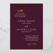 Invitation En Aluminium Mariage classique violet élégant (Recto)