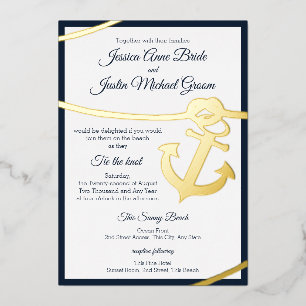 Invitation En Aluminium Mariage Corde et Ancre Nautique