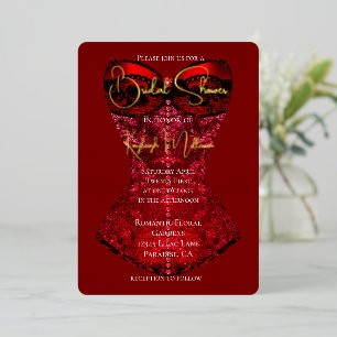 Invitation En Aluminium Mariage corset rouge noir