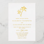 Invitation En Aluminium Mariage côtier Tropical Beach Palm Tree (Recto)