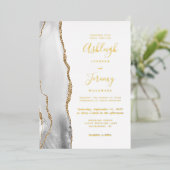 Invitation En Aluminium Mariage d'Agate blanc gris or moderne (Debout devant)