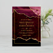 Invitation En Aluminium Mariage d'âge de Bourgogne et d'or (Debout devant)