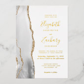 Invitation En Aluminium Mariage d'âge gris blanc or moderne (Recto)