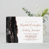 Invitation En Aluminium Mariage d'âge moderne Black Rose Gold (Debout devant)