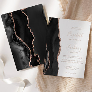Invitation En Aluminium Mariage d'âge moderne Black Rose Gold
