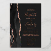 Invitation En Aluminium Mariage d'âge moderne Black Rose Gold (Recto)
