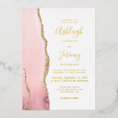 Invitation En Aluminium Mariage d'âge moderne Blush Pink Or (Recto)
