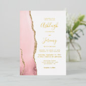 Invitation En Aluminium Mariage d'âge moderne Blush Pink Or (Debout devant)