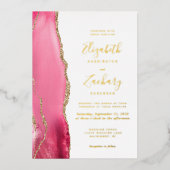 Invitation En Aluminium Mariage d'âge rose or moderne (Recto)