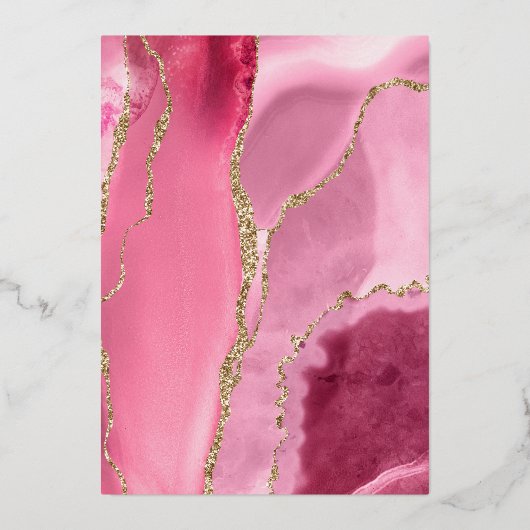 Invitation En Aluminium Mariage d'âge rose or moderne (Verso)