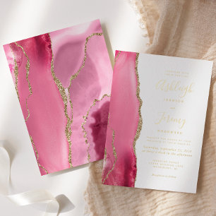 Invitation En Aluminium Mariage d'âge rose or moderne