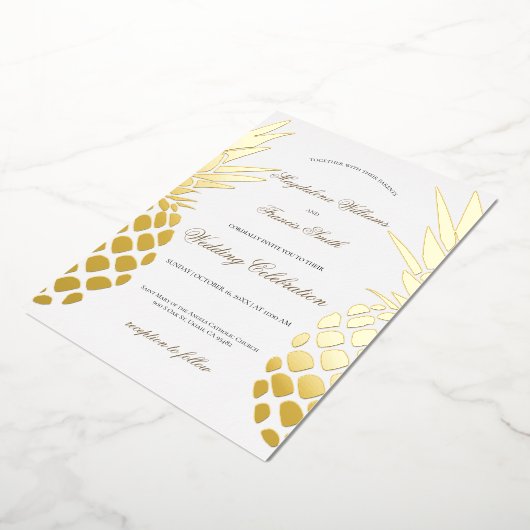 Invitation En Aluminium mariage d'ananas en feuille réelle (Rotation)