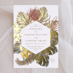 Invitation En Aluminium Mariage dans le désert d'herbe de Pampas florale o