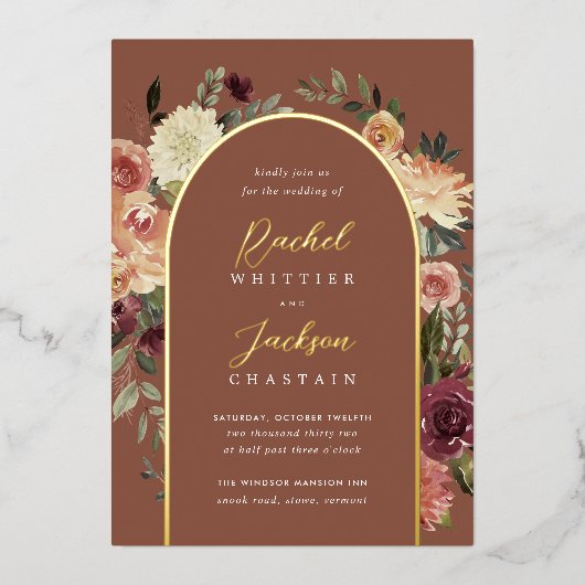Invitation En Aluminium Mariage d'aquarelle de fleurs rustiques (Recto)