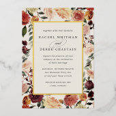 Invitation En Aluminium Mariage d'aquarelle de fleurs rustiques (Recto)