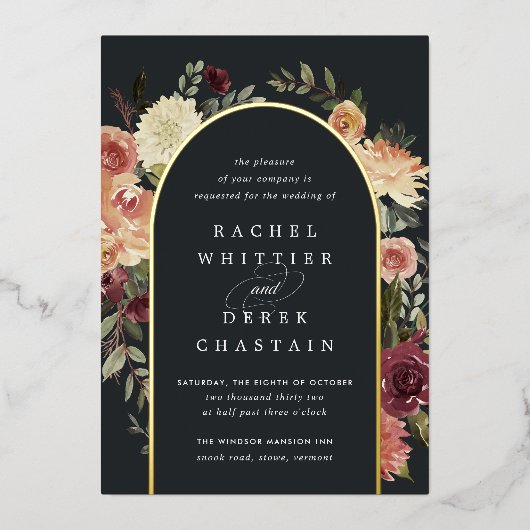 Invitation En Aluminium Mariage d'aquarelle de fleurs rustiques (Recto)