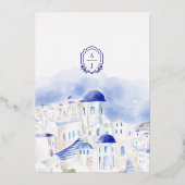 Invitation En Aluminium Mariage d'aquarelle de l'architecture de Santorin  (Verso)