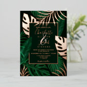 Invitation En Aluminium Mariage d'aquarelle feuille verte rose tropical (Debout devant)