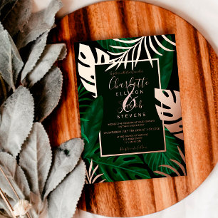 Invitation En Aluminium Mariage d'aquarelle feuille verte rose tropical