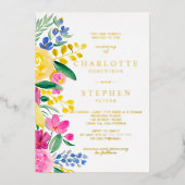 Invitation En Aluminium Mariage d'aquarelle florale de pays brillant (Recto)