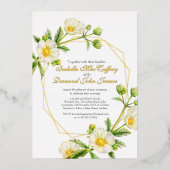 Invitation En Aluminium Mariage d'aquarelle rose de roche blanche (Recto)