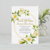 Invitation En Aluminium Mariage d'aquarelle rose de roche blanche (Debout devant)