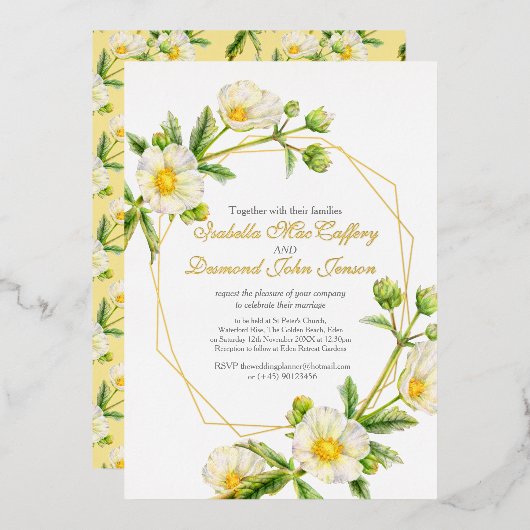 Invitation En Aluminium Mariage d'aquarelle rose de roche blanche (Recto/Verso)