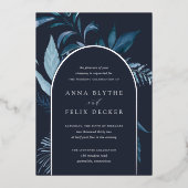 Invitation En Aluminium Mariage d'arc bleu d'hiver Azure (Recto)
