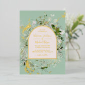 Invitation En Aluminium Mariage d'arche de prairie florale (Debout devant)