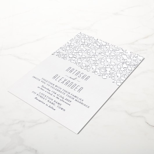 Invitation En Aluminium Mariage d'argent moderne minimal (Rotation)
