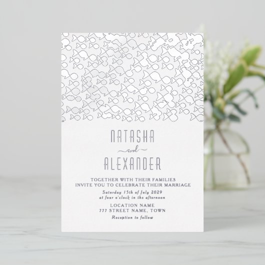 Invitation En Aluminium Mariage d'argent moderne minimal (Debout devant)