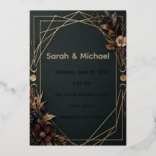 Invitation En Aluminium Mariage Dark Academia Boho (Recto)