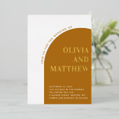 Invitation En Aluminium Mariage d'automne moderne avec typographie dorée e (Debout devant)