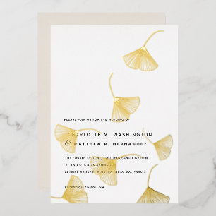 Invitation En Aluminium Mariage de automne Feuille de Ginkgo en chute