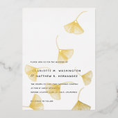 Invitation En Aluminium Mariage de automne Feuille de Ginkgo en chute (Recto)