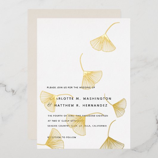 Invitation En Aluminium Mariage de automne Feuille de Ginkgo en chute (Recto/Verso)