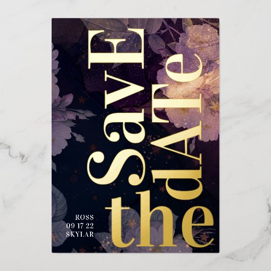 Invitation En Aluminium Mariage de automne violet Monogramme moderne (Recto)