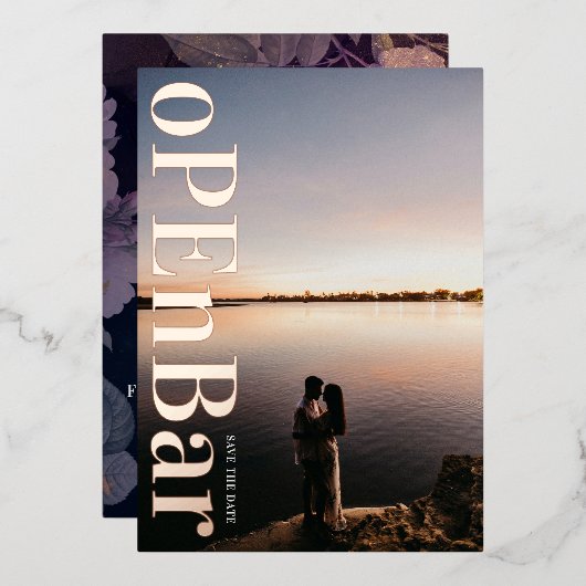 Invitation En Aluminium Mariage de automne violet Monogramme moderne (Recto/Verso)