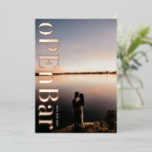 Invitation En Aluminium Mariage de automne violet Monogramme moderne (Debout devant)