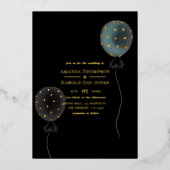 Invitation En Aluminium Mariage de ballon noir et or Glam moderne (Recto)