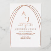 Invitation En Aluminium Mariage de bordure en arc géométrique (Recto)