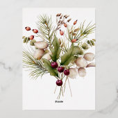 Invitation En Aluminium Mariage de bouquet d'hiver de pin rustique (Verso)