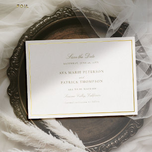 Invitation En Aluminium Mariage de cadre classique classique en or Enregis