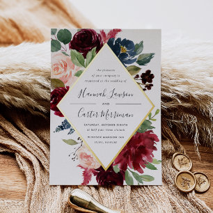 Invitation En Aluminium Mariage de cadre floral en fleurs radiées