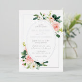 Invitation En Aluminium Mariage de cadre floral rose argenté (Debout devant)