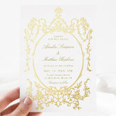 Invitation En Aluminium Mariage de cadre Floral Victorien Or