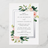 Invitation En Aluminium Mariage de cadre rose pâle (Recto)