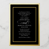 Invitation En Aluminium Mariage de cadres d'or en noir et blanc (Recto)
