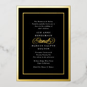 Invitation En Aluminium Mariage de cadres d'or Forme Blanc Noir Premium (Recto)